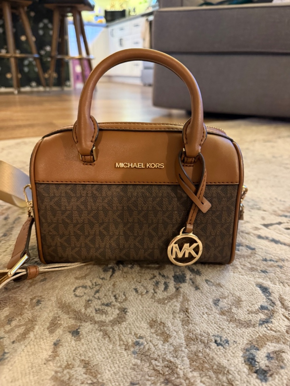 Michael Kors Brown Monogram Crossbody Bag - Picture 2 of 10